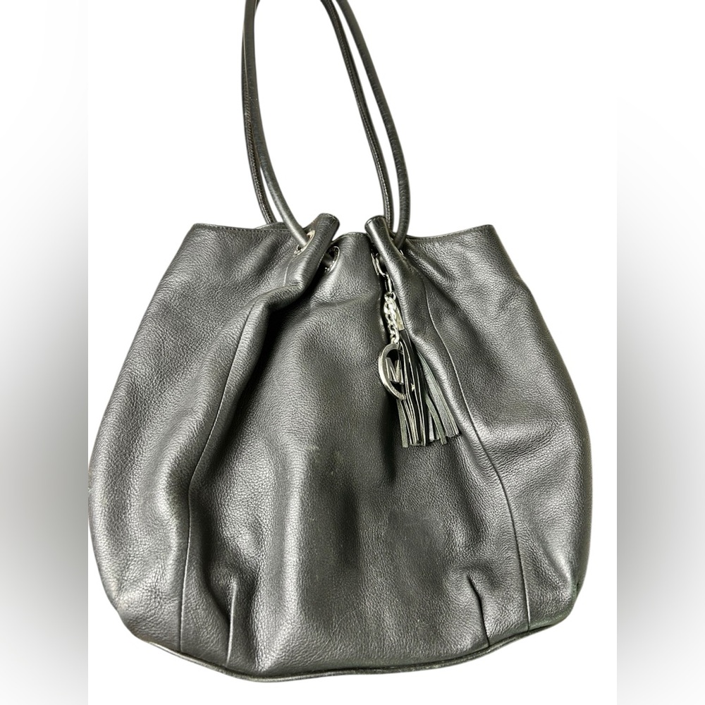 Michael Kors Handbag Purse Black Leather Tassel Ring Tote Bag Satchel Bag